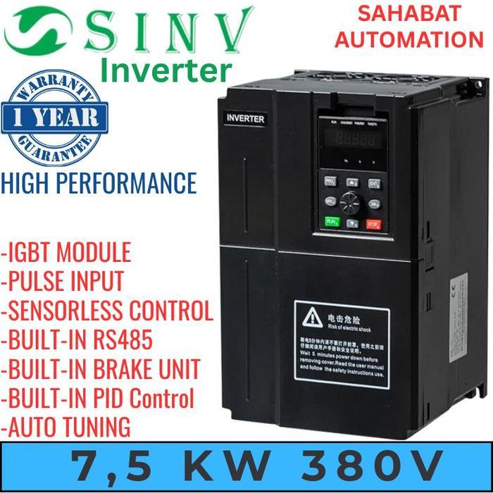 SINV Inverter 7,5KW 10HP 380V 3Phase Inverter Motor 7,5 KW 10 HP 3 Phase 380V Invt VFD Dinamo Invert