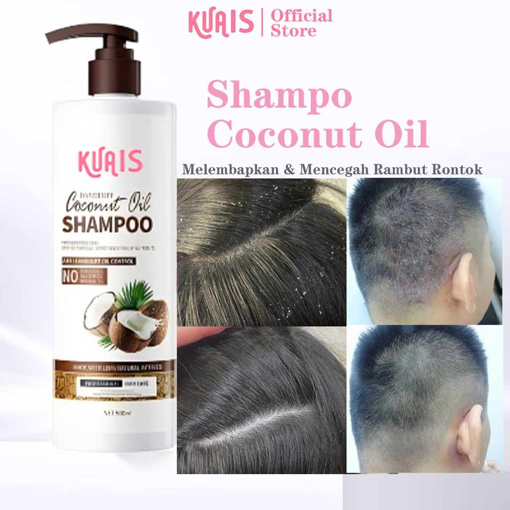 KUAIS Shampoo Minyak Kelapa 500ml Melembabkan Menguatkan Rambut Mengurangi Ketombe Rambut Mengurangi