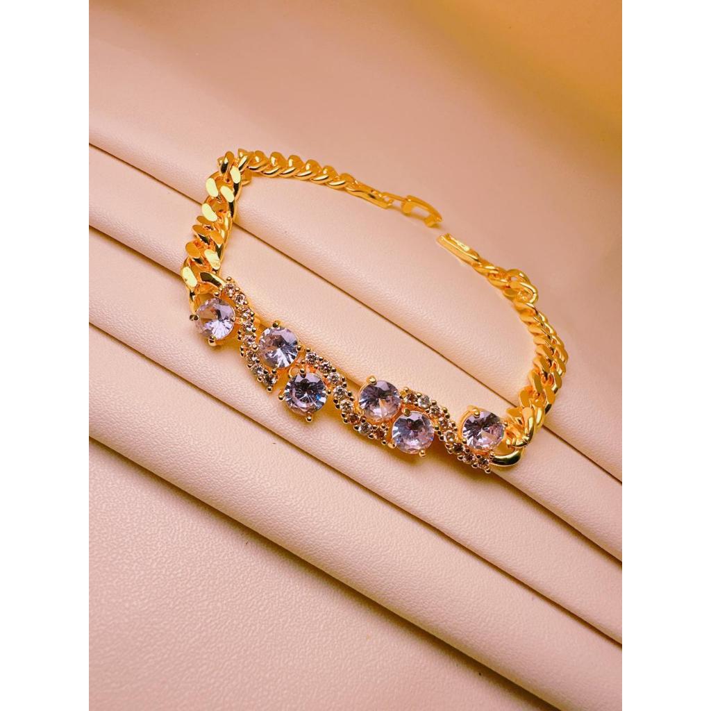Gelang Emas dengan Perhiasan Berlian gelang xuping model rantai lapis emas 24K anti karat
