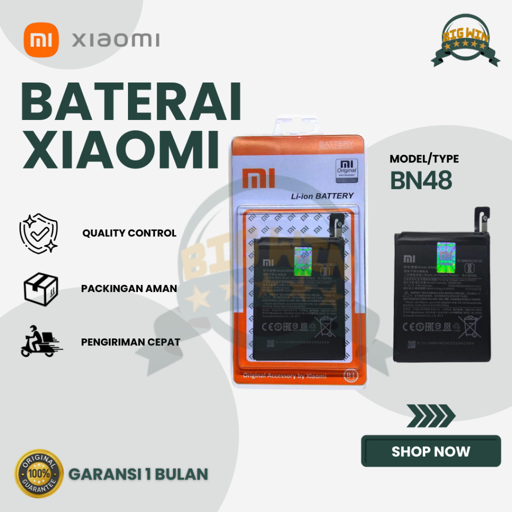 BATERAI BATTERY XIAOMI BN48 XIAOMI REDMI NOTE 6 / REDMI NOTE 6 PRO DOUBLE [IC POWER] ORIGINAL