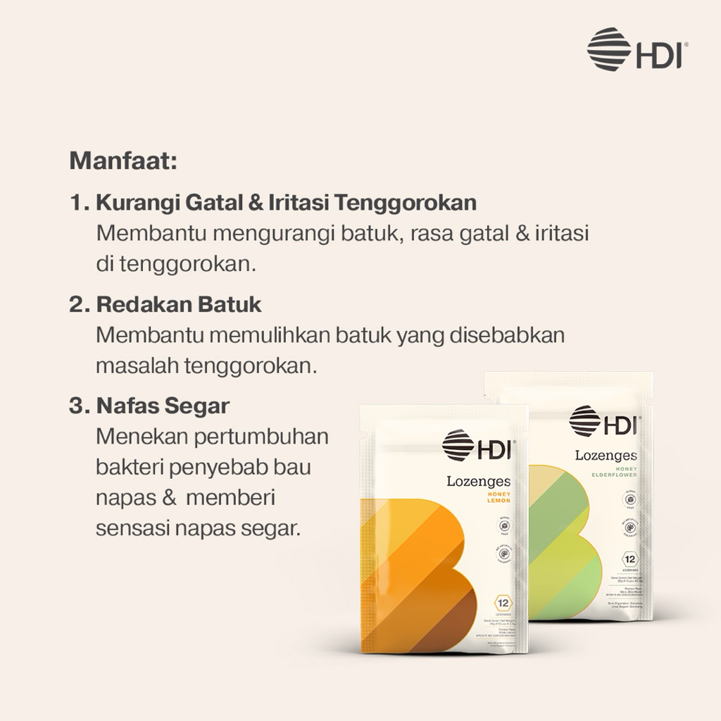 

PERMEN HDI LOZENGES ORIGINAL 100% Meredakan Batuk Gatal Nyeri Tenggorokan