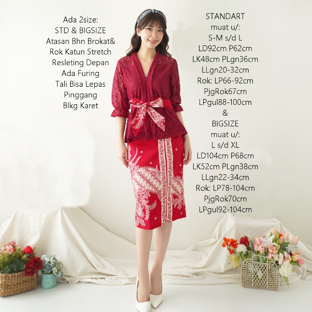 Setelan kebaya modern rok batik+atasan brokat baju wisuda lamaran kondangan terbaru