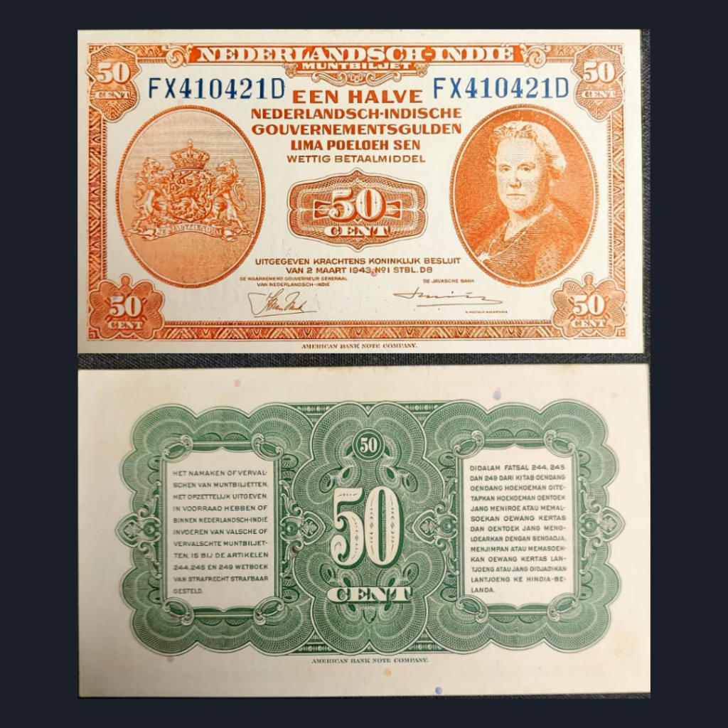 Uang Kuno Indonesia 50 Sen NICA Tahun 1943 | AUNC