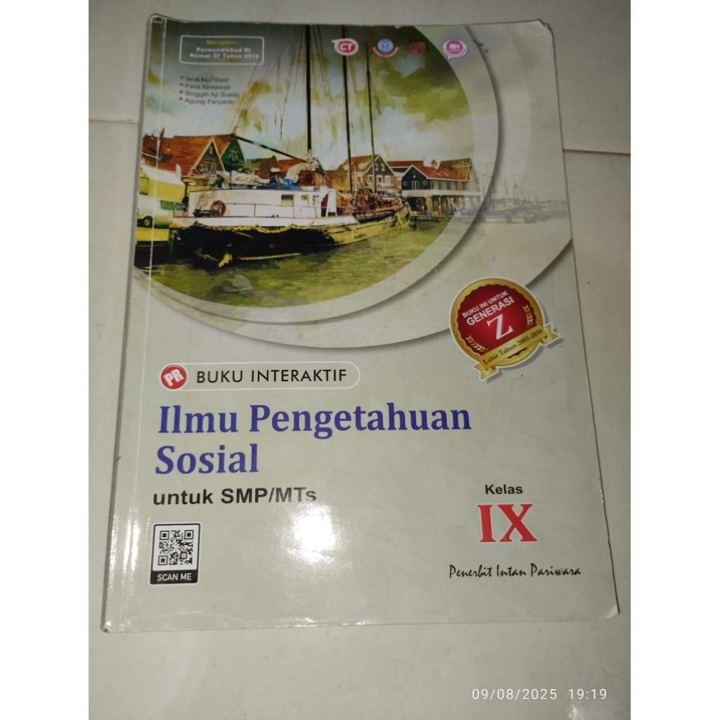 Buku Interaktif Intan Pariwara, Ilmu Pengetahuan Social Kelas 9 Generasi Z, Buku bekas