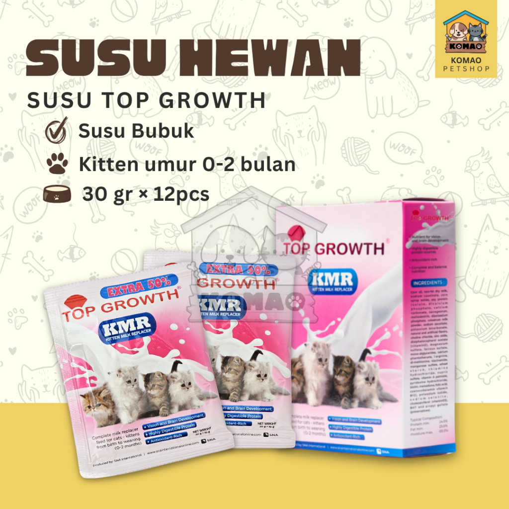 SUSU TOP GROWTH 30GR - Susu Anak Kucing Bayi Kucing Susu Top Growth 30gr