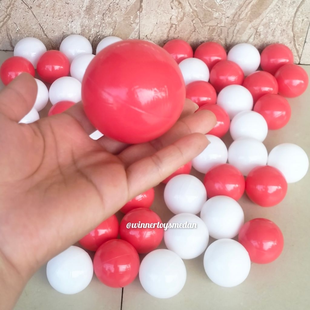 COD mainan Bola mandi Merah putih 60 mm / Bola mandi anak anak / Bola plastik