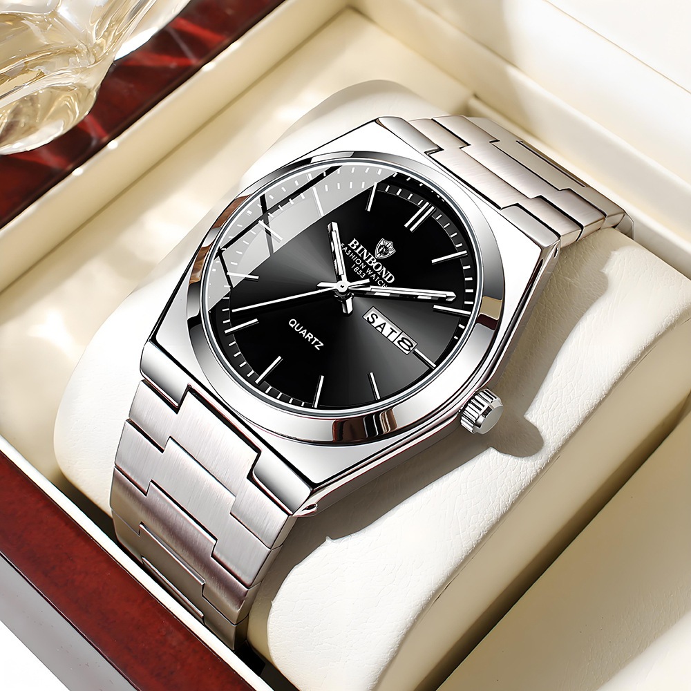 BINBOND Jam Tangan Pria Tahan Air Original Stainless Steel Kalender Elegan Mewah Fashion Men Watch