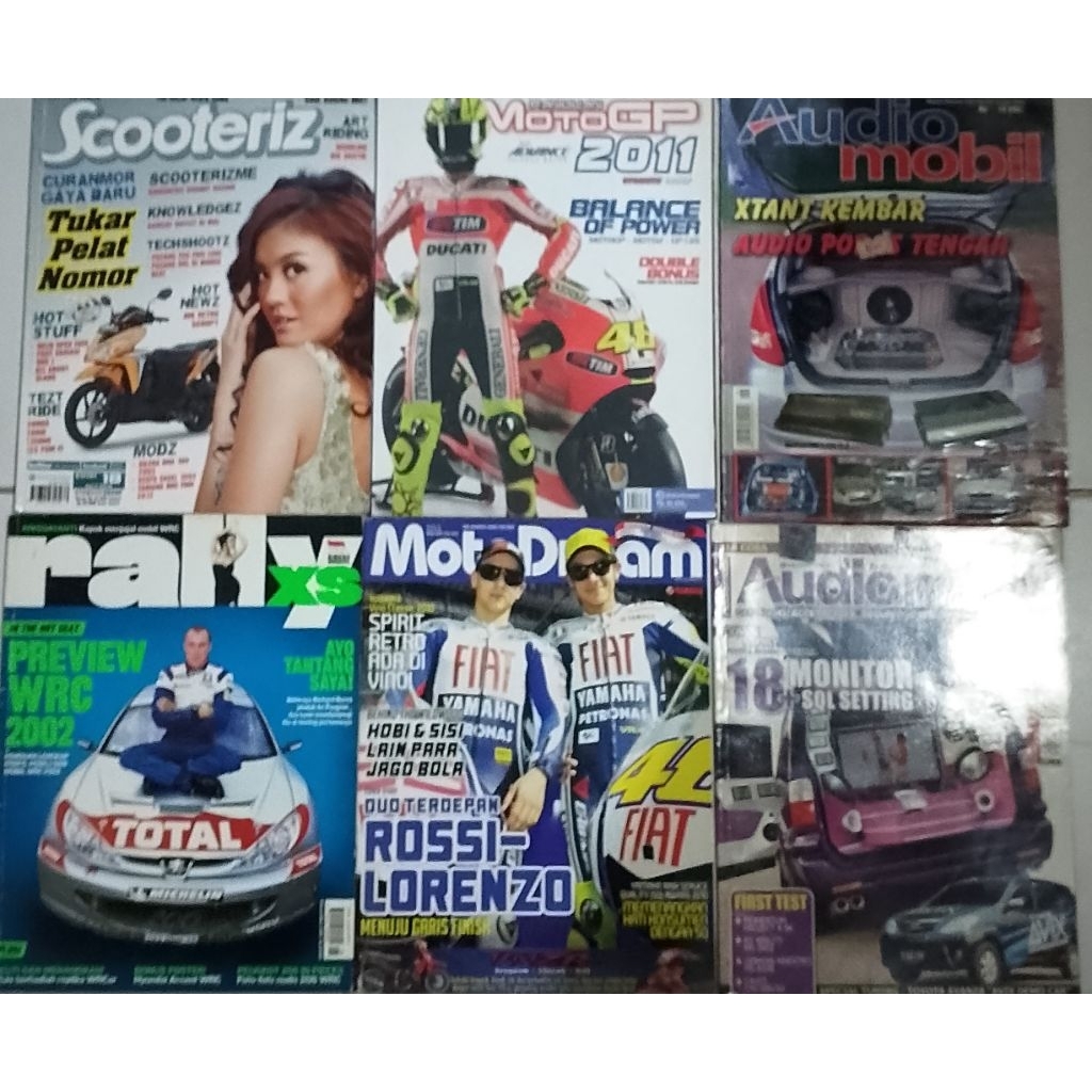 MAJALAH OTOMOTIF CAMPUR BEKAS MOTOGP.SCOTERIZ.RALLY.AUDIO MOBIL