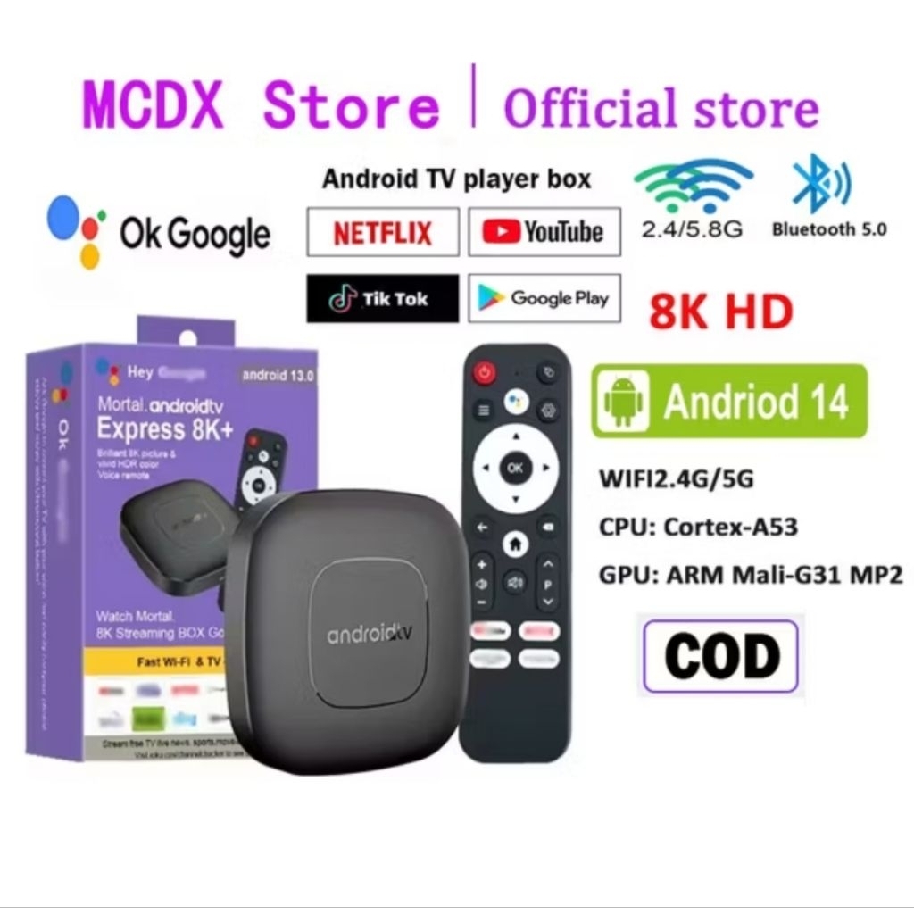 NEWW Android TV BOX / SETOP BOX ANDROID-14 8K T1 8K android tv box 14.0 android streaming box Google