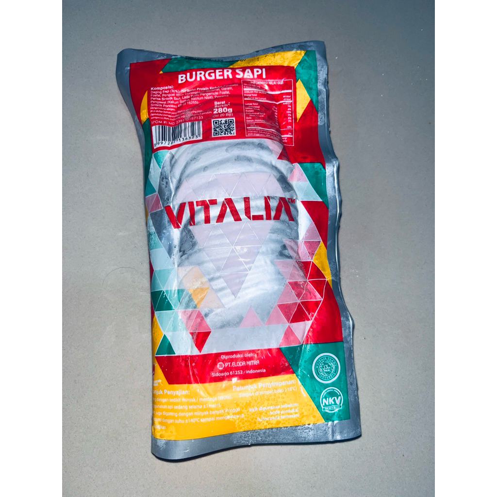

Smoke beef burger Vitalia 280gr isi 20 || isian daging burger