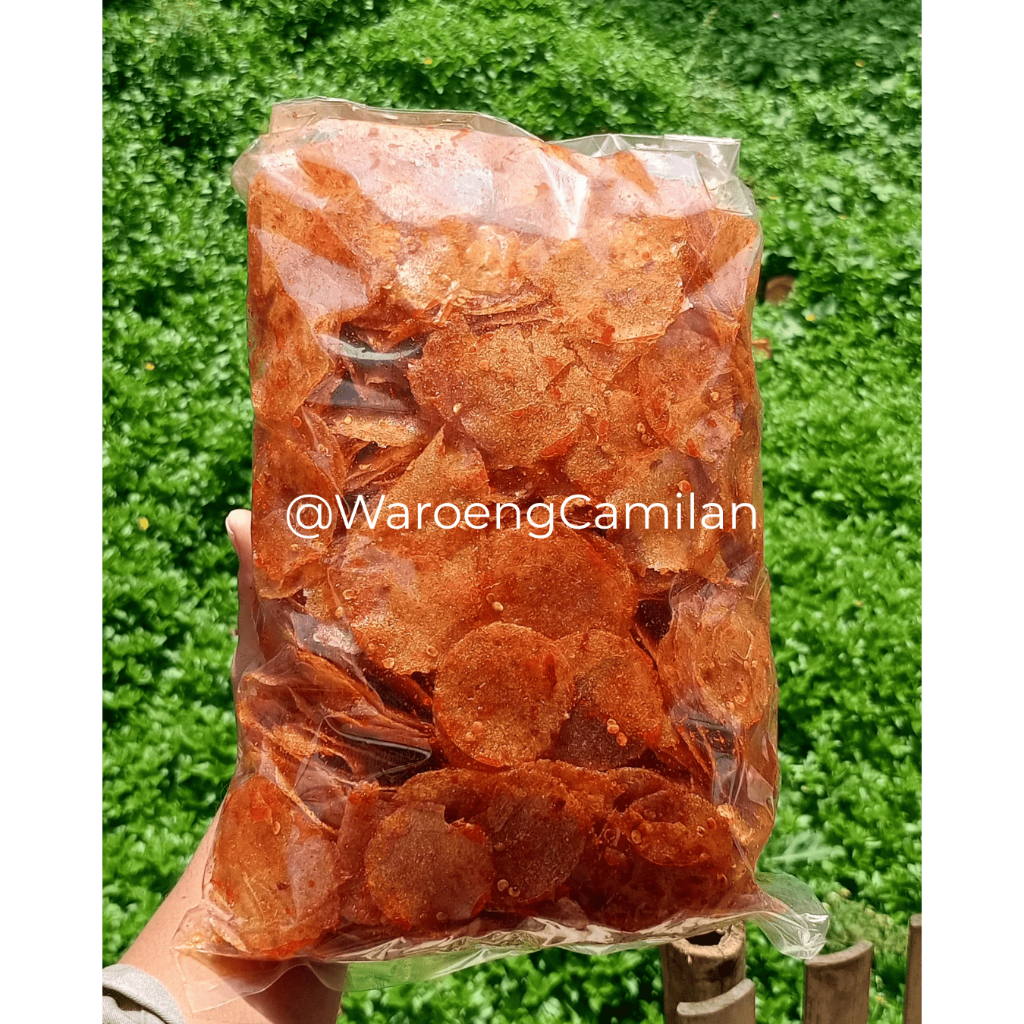 

Keripik Kaca Pedas Daun Jeruk Kemasan 1kg / Keripik Kaca Balado