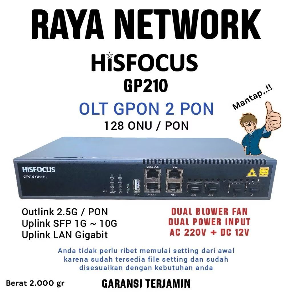 HISFOCUS GP210 OLT GPON 2 PON