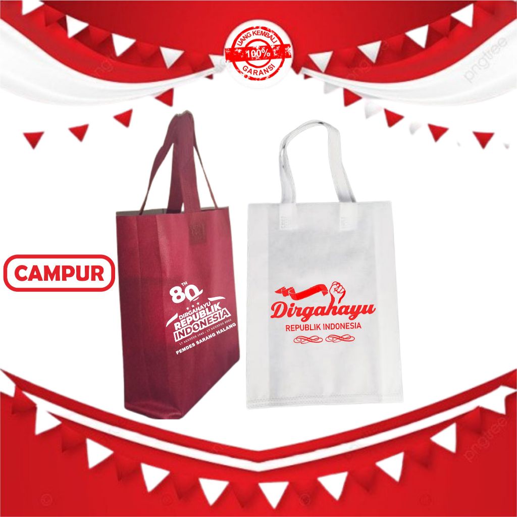 

READY STOK | Tas Bingkisan Kemerdekaan RI / Goodiebag Souvenir 17 an FREE SABLON
