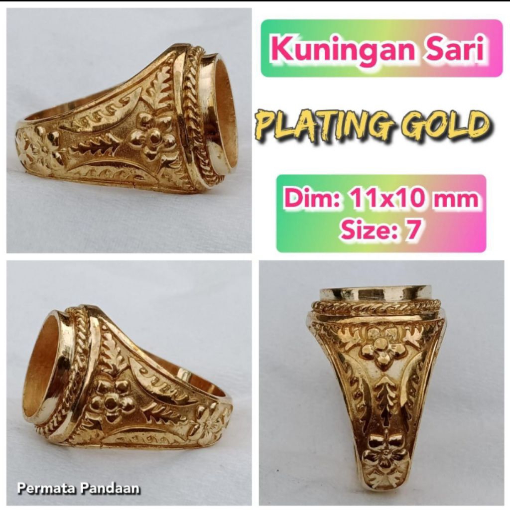 ring emban batu akik dan permata kuningan.39