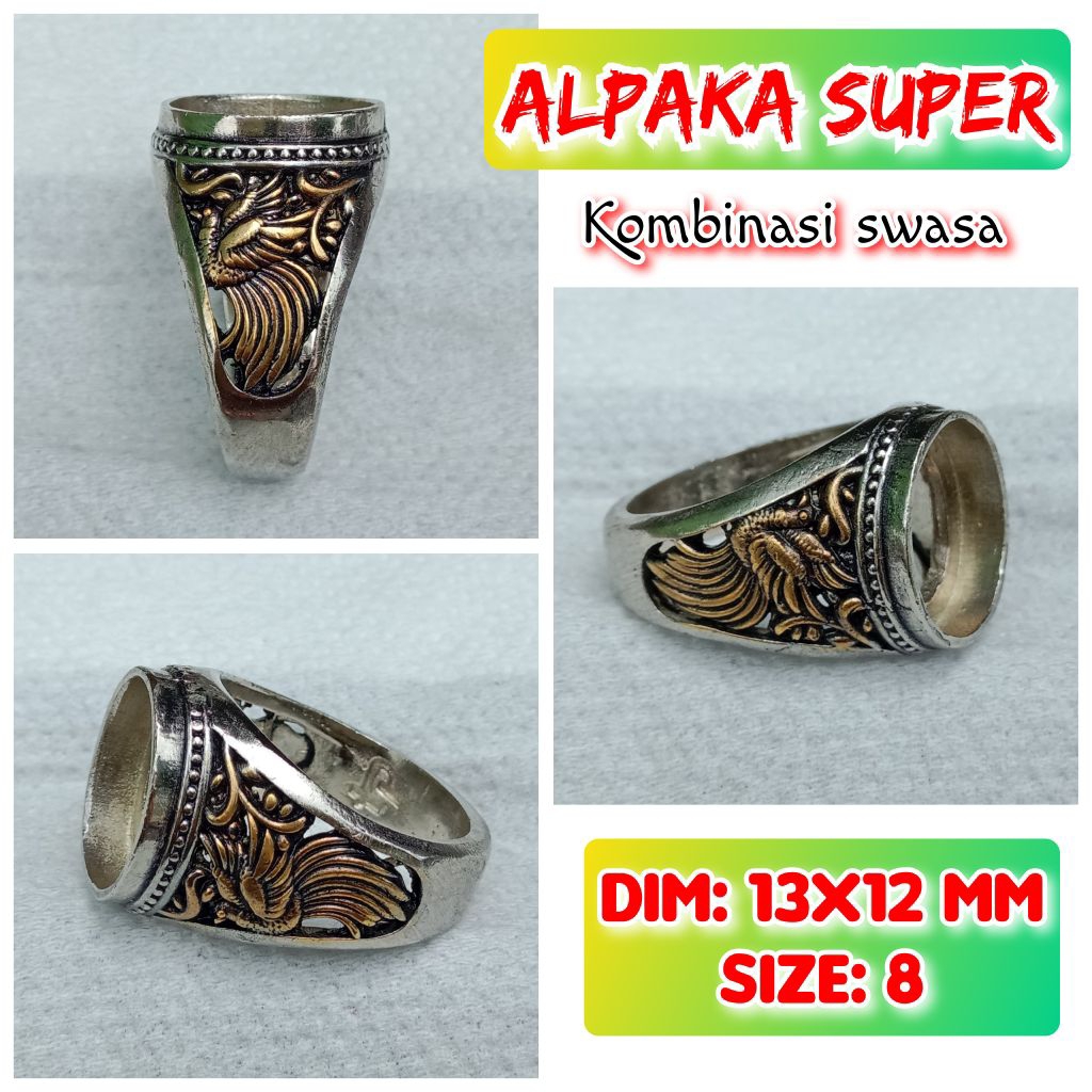 cincin emban batu akik batu permata alpaka super kombinasi swasa.40