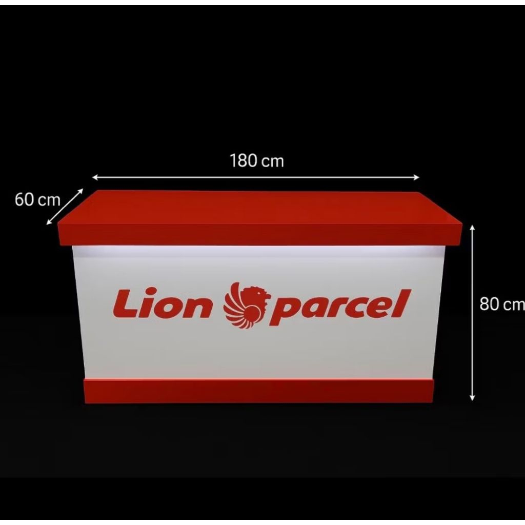 Meja Lion Parcel uk 180x60x80 req +tgi30cm+lubang kabel