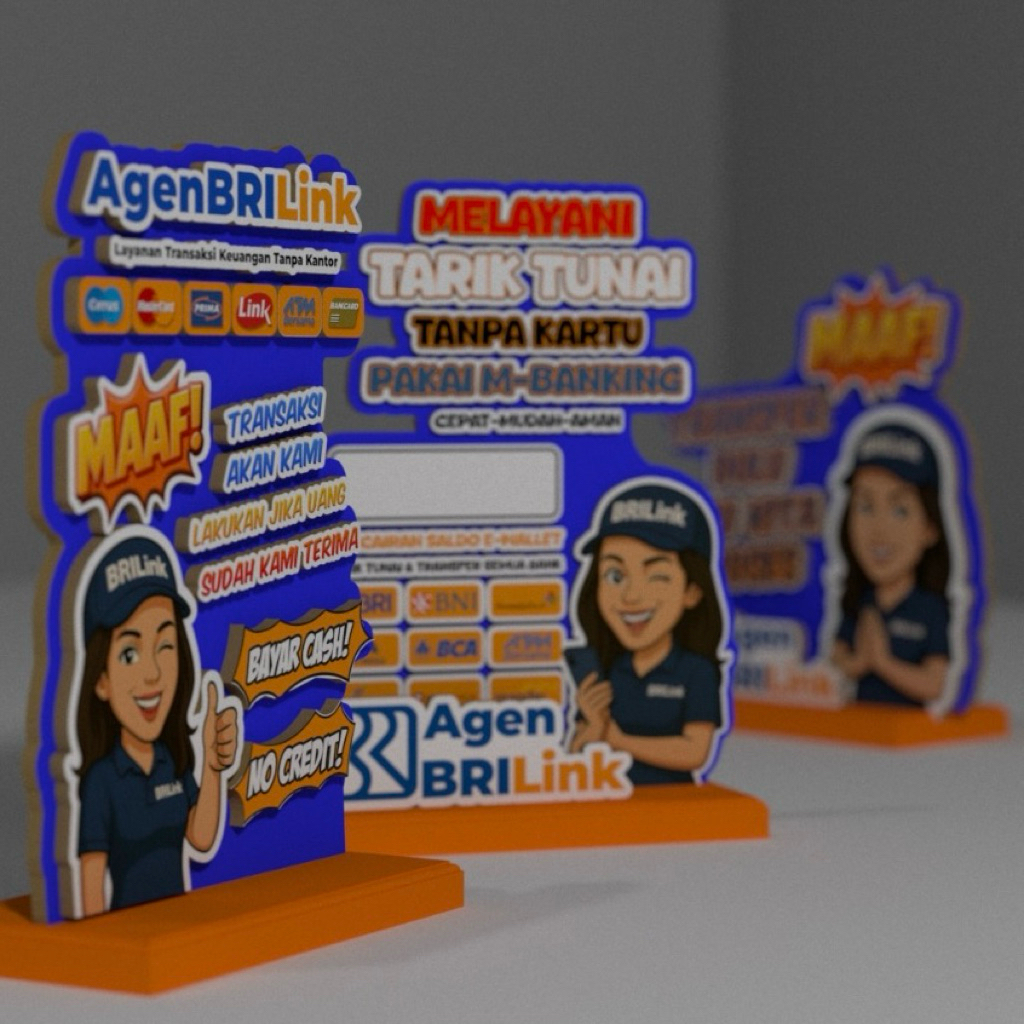 STANDING DISPLAY PERINGATAN AGEN BRILINK - HURUF TIMBUL - PAPAN MEJA KASIR BRILINK - DISPLAY KASIR