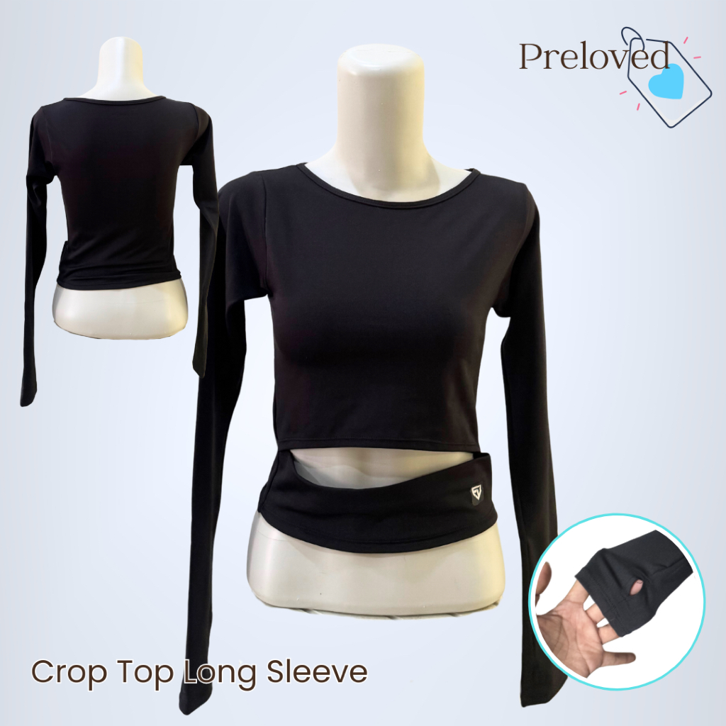 Crop Top Atasan Olahraga Gym Fitness Backless Anyam Preloved Good Condition