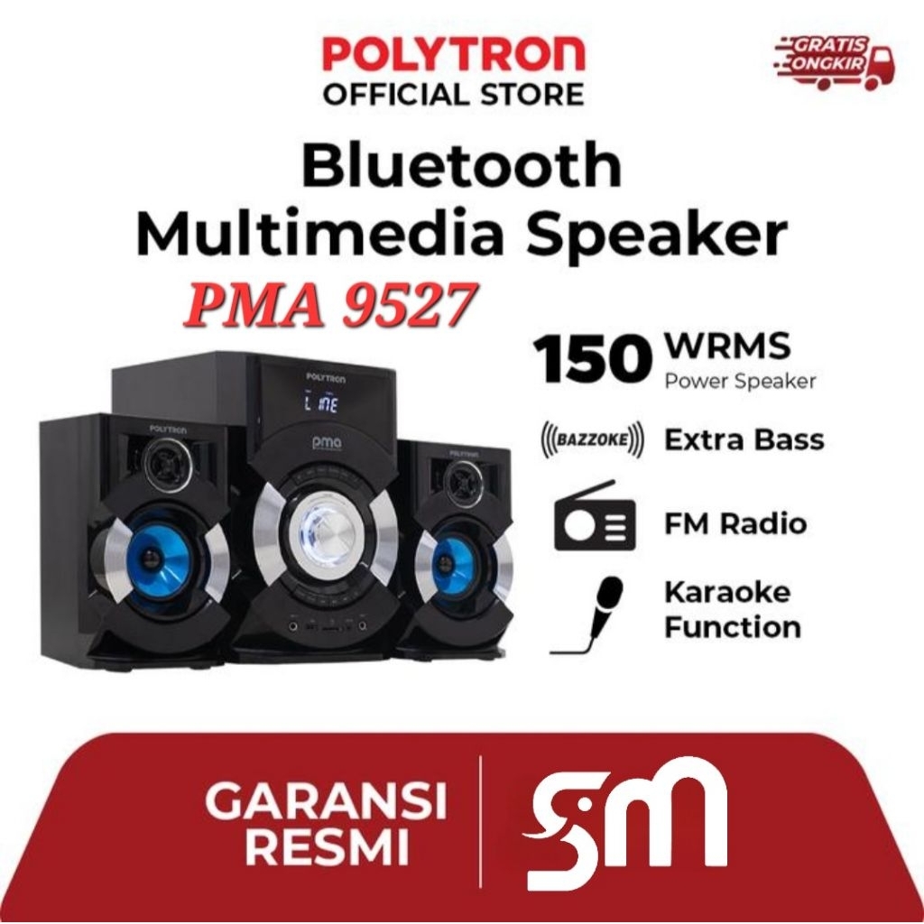 Speaker polytron PMA 9527 Bluetooth Speaker Multimedia Karaoke PMA9527