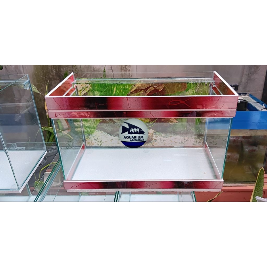 aquarium / akuarium jogja paket 5in1 new kaca 40 cm  40x20x25 3mm polos list gosend only