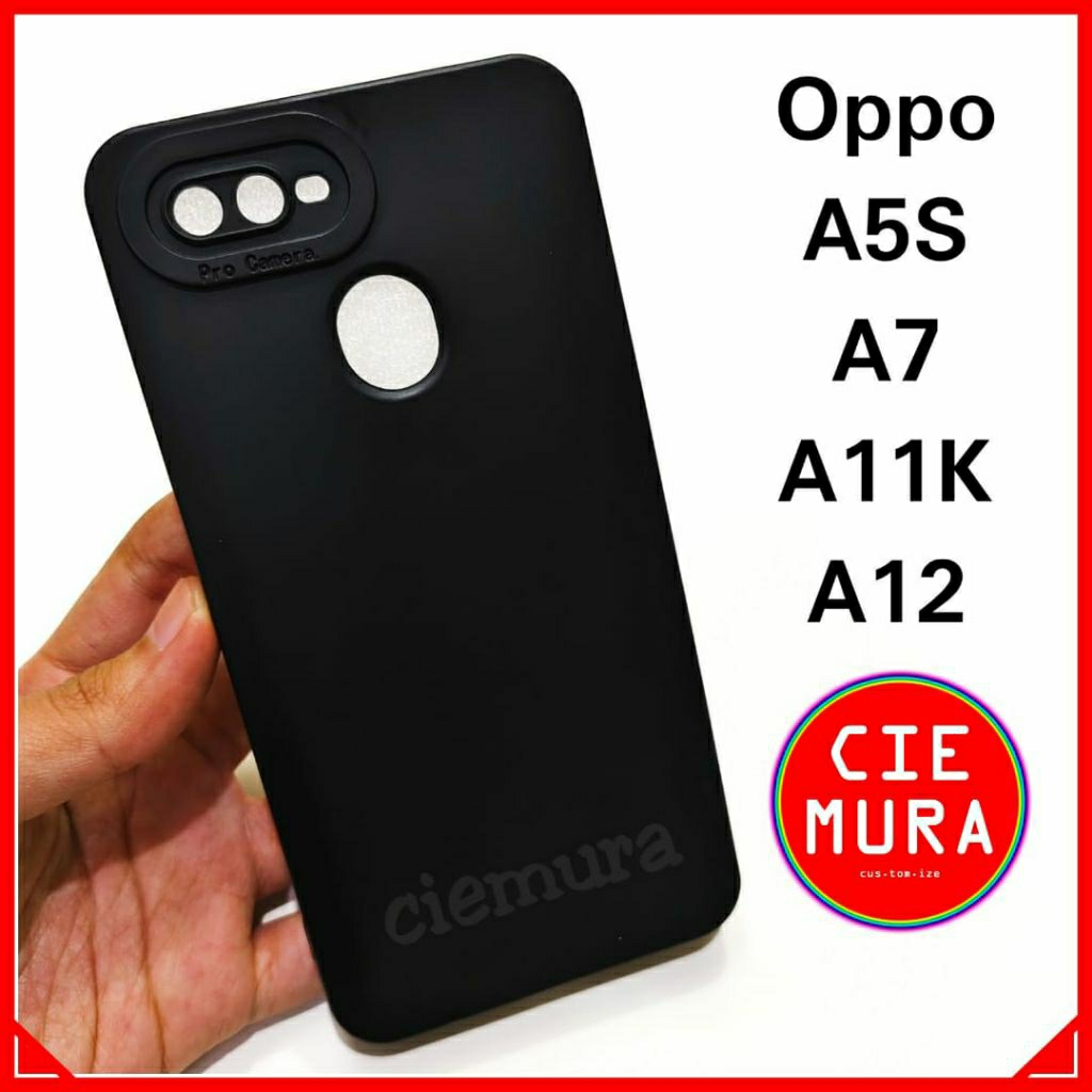 CIE Case Hitam Oppo A5s A7 A12 A11k Realme 2 Pro U1 Black Matte Softcase Polos Lentur Slim Silikon H
