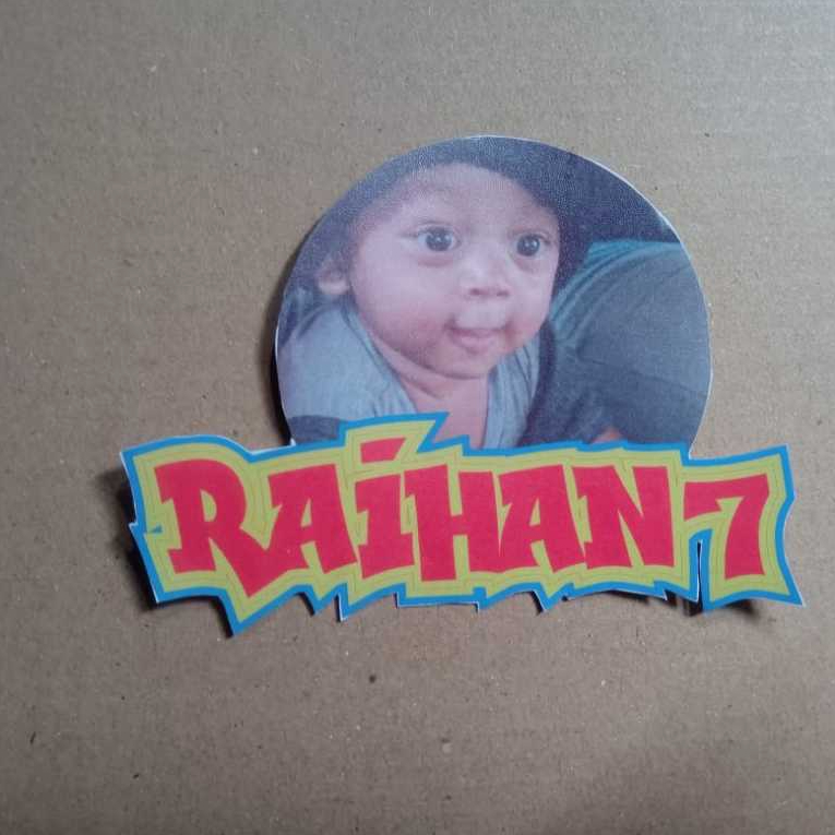 

stiker nama dan foto custom free desain anti air, murah, request warna