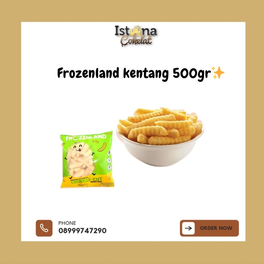 

Frozenland Kentang Batter Coated 500gr/ Shoestring 500gr/ Crinkle Cut 500gr