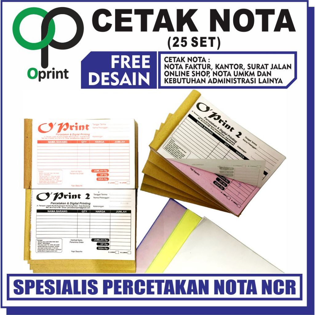 

[HARGA GROSIR] NOTA Bon NCR isi 25 set, GRATIS DESAIN CUSTOM