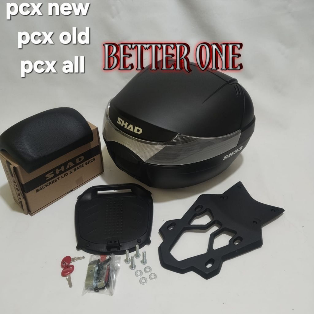 BOX SHAD SH33 BREKET BOX+BACKREST PCX 150/160 /PAKETAN BOX SHAD PCX