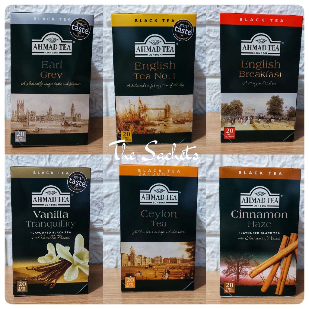 

Ahmad Tea London Black Tea Series Sachet Earl Grey English Breakfast Ceylon Darjeeling Cinnamon Vanilla Cardamom Decaf