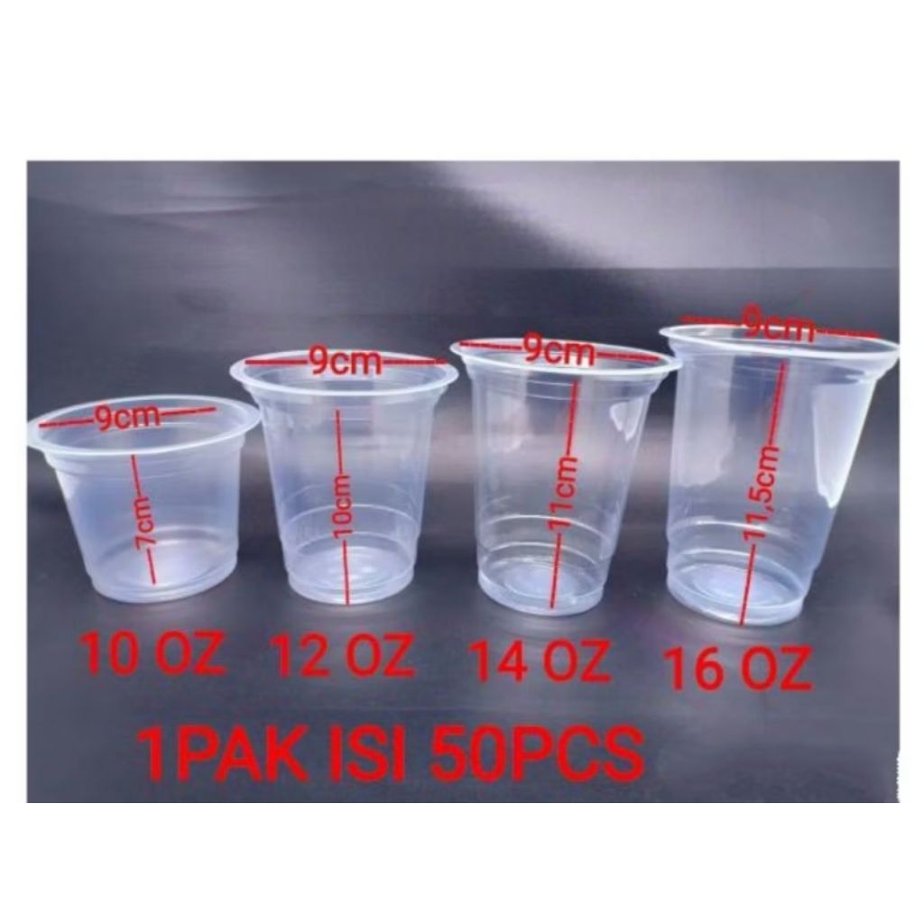 Gelas Plastik Bening 10-16 Oz