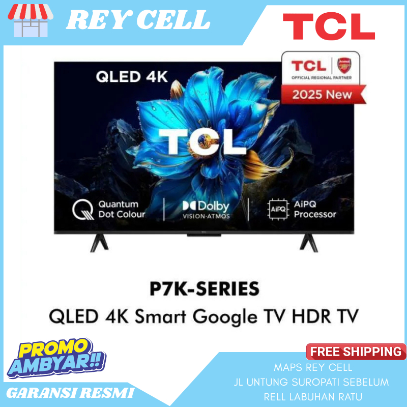 TV TCL 43 Inch QLED Direct LED Smart Google TV 4K UHD 43P7K Garansi Resmi