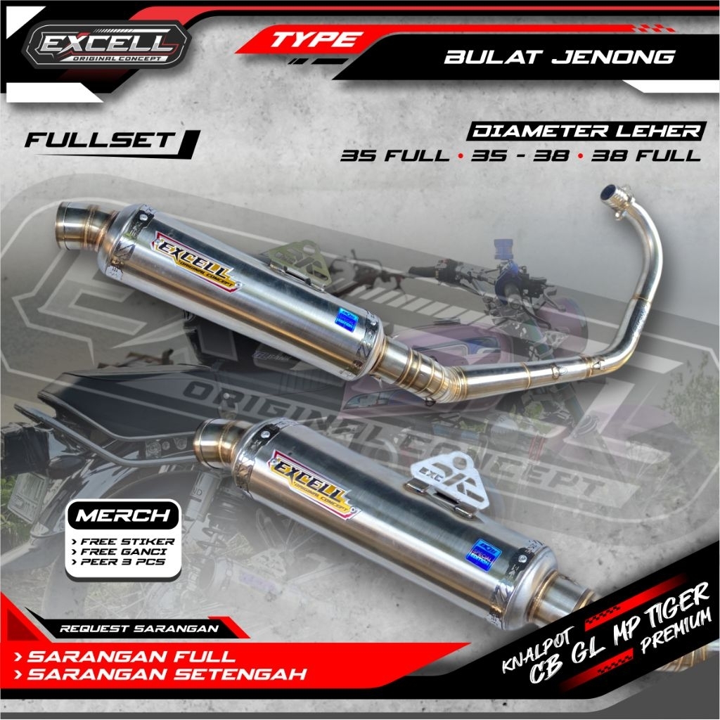 KNALPOT CB GL MP TIGER MODEL BULAT JENONG P30 EXCELL ORIGINAL