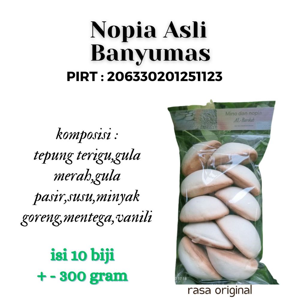 

Kue Kering Nopia Jumbo super Quality Rasa Gula Jawa Asli Banyumas isi 10 biji