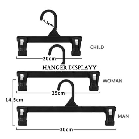 Hanger Plastik Jepit Gantungan Celana Hanger Celana Rok Hanger Jepitan Warna Hitam Tebal