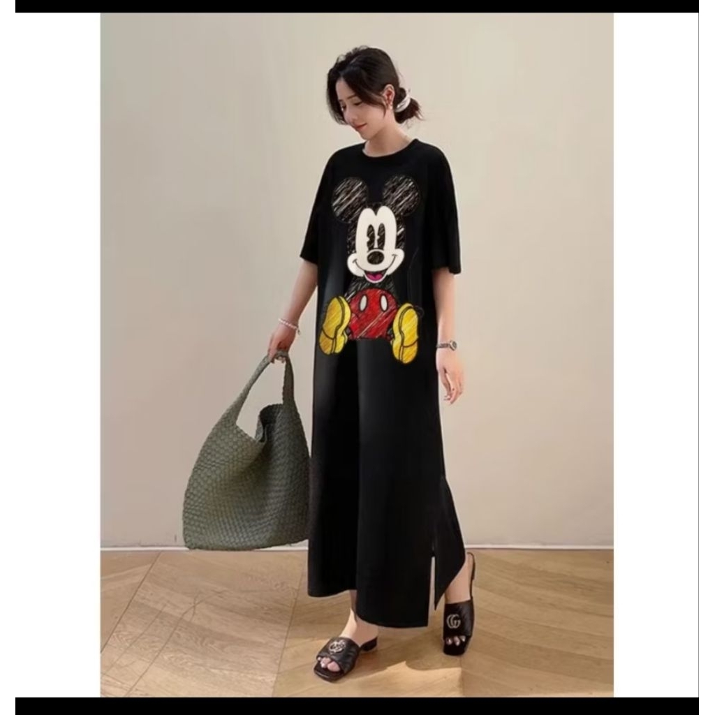 Dress mickey mouse jumbo dress mickey mouse big size dress wanita jumbo karakter mickey mouse