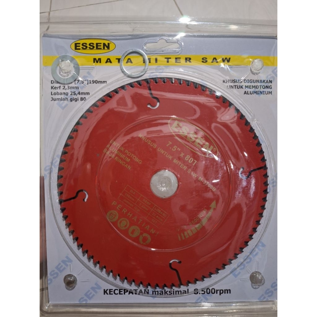 Mitter mata gergaji potong Aluminium 7.5"x80T Circular Saw Blade for Aluminium merk ESSEN