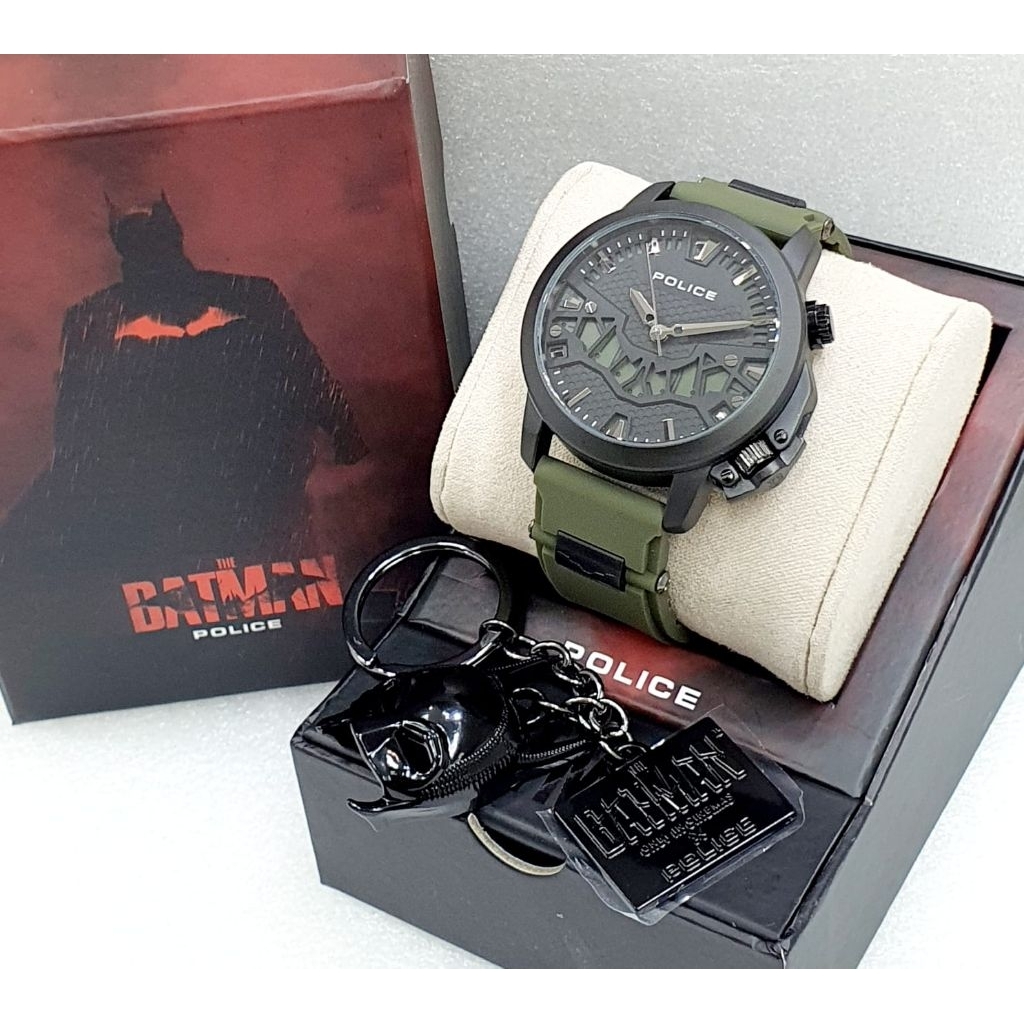 Jam Tangan Police 22051 Batman Original Pria Limited Edition Quartz Analog Tali Silicone Waterproof