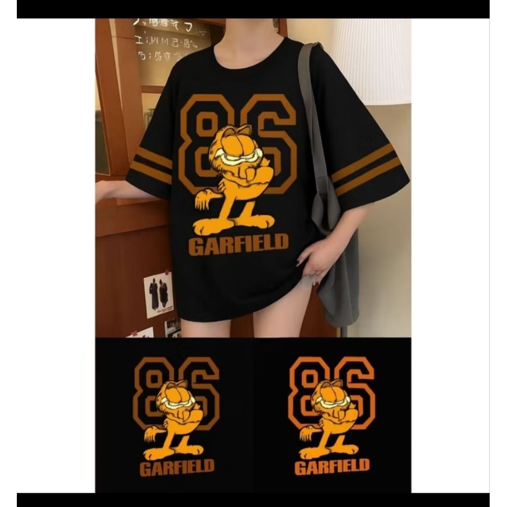 Kaos garfield jumbo baju garfield big size kaos wanita jumbo karakter garfield