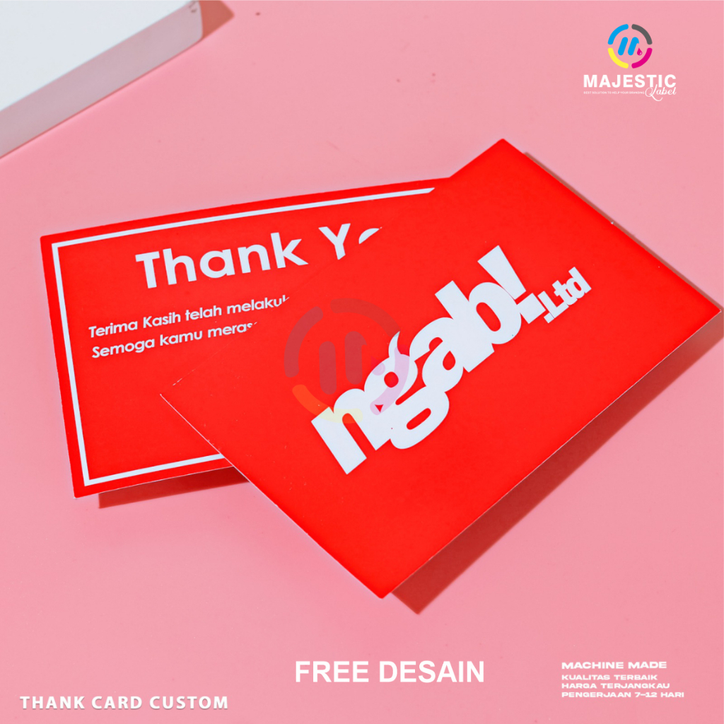 

thank card laminasi doff max 9X13cm ketebalan 310gsm