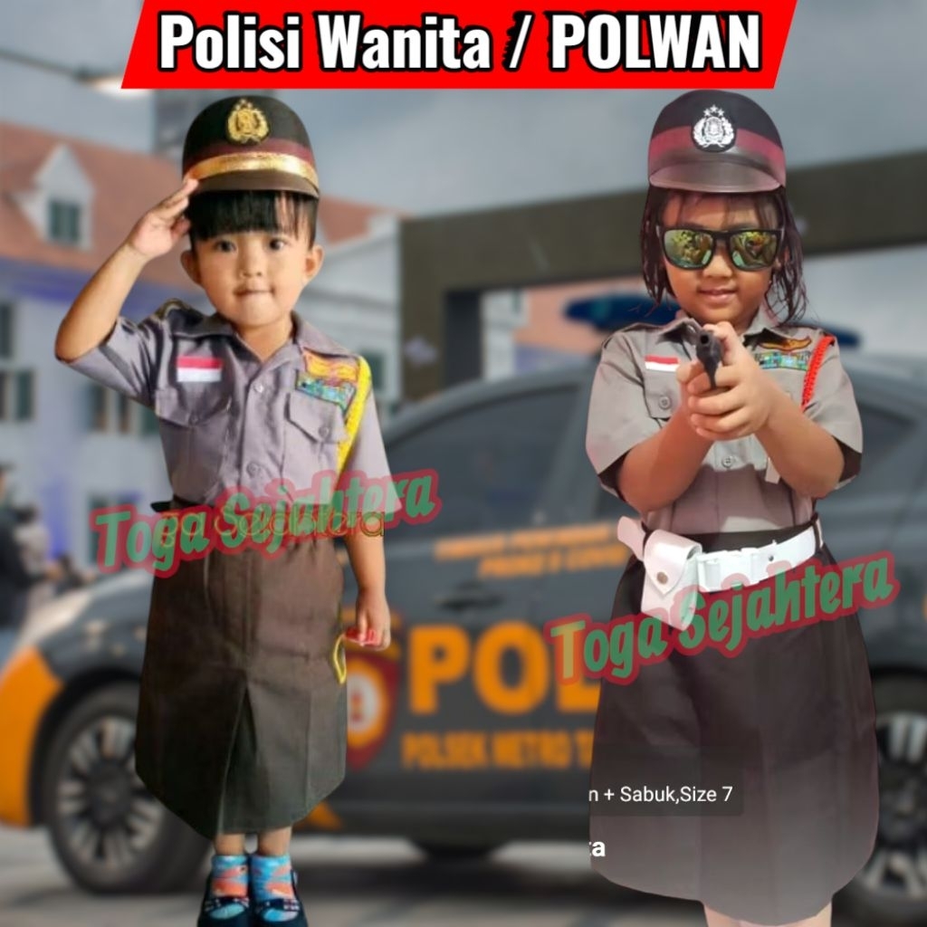 Baju Profesi POLWAN / Kostum Polisi Cewek Anak