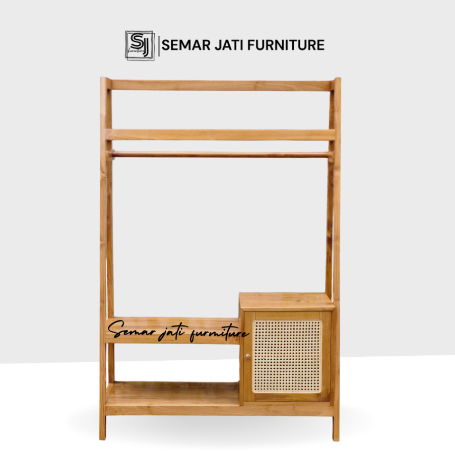 Bufet minimalis kayu jati meja cabinet gantungan dan rak kayu jati pintu rotan