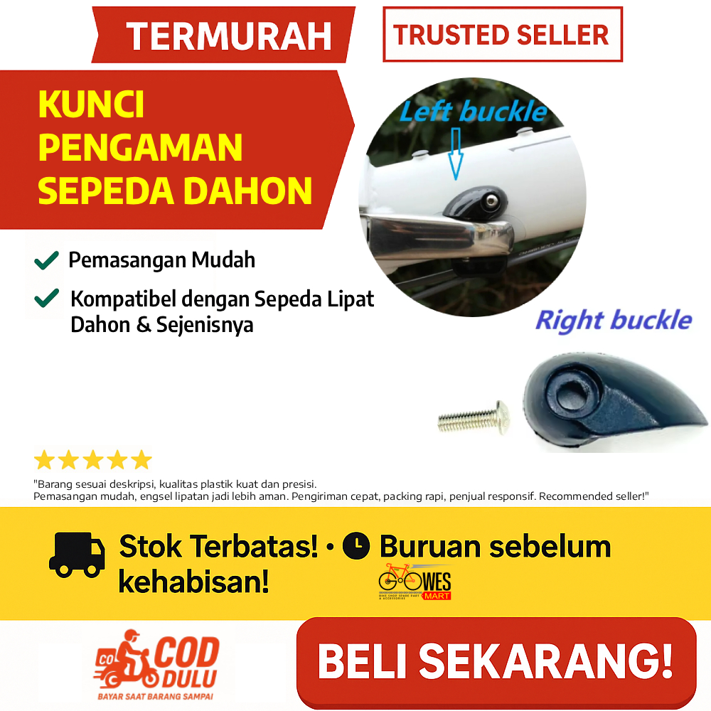 Kunci Pengaman Engsel Lipat Sepeda Dahon – Folding Bike Fixing Buckle dengan Baut (Kiri/Kanan)