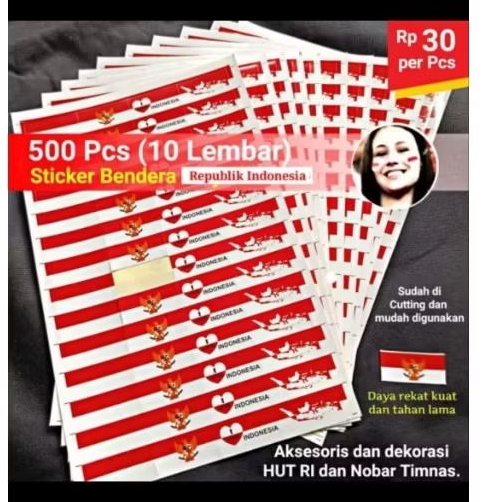 

stiker pipi merah putih pwr lembar isi 56pcs