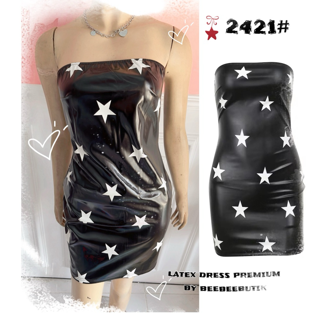 MINI DRESS KEMBEN BINTANG LATEX FASHION IMPORT