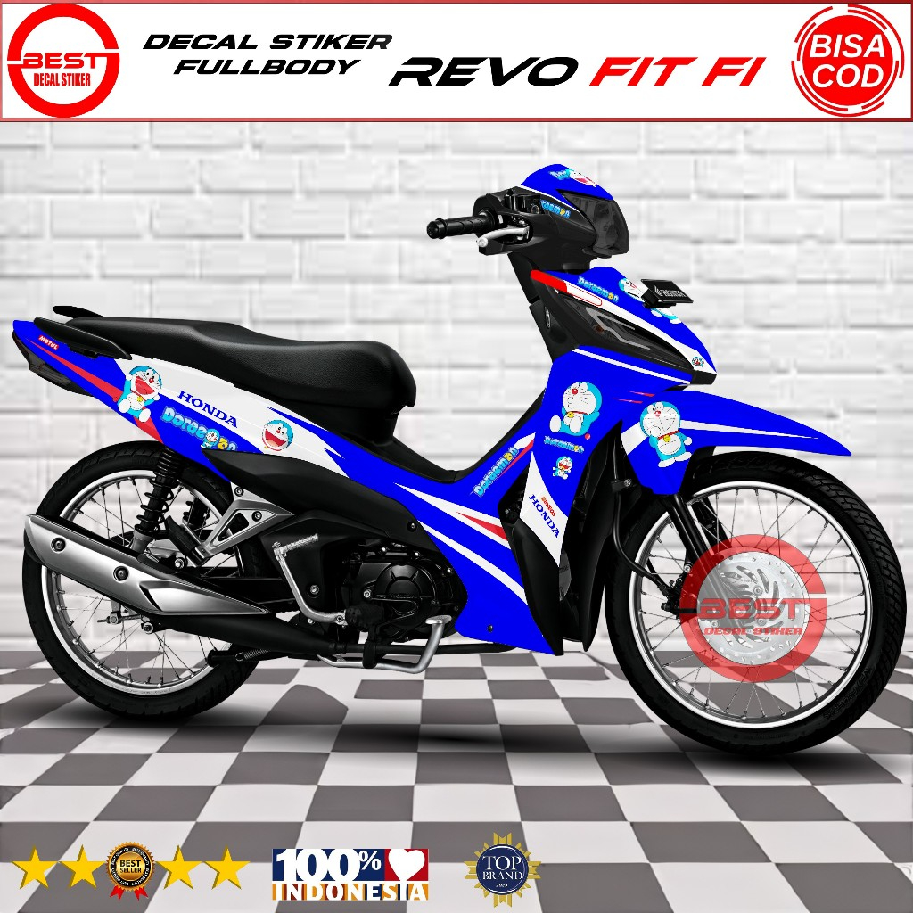 Decal Fullbody Revo Fit FI Full Dashboard Motif Doraemon Racing - Variasi Stiker Decal Revo Fit FI