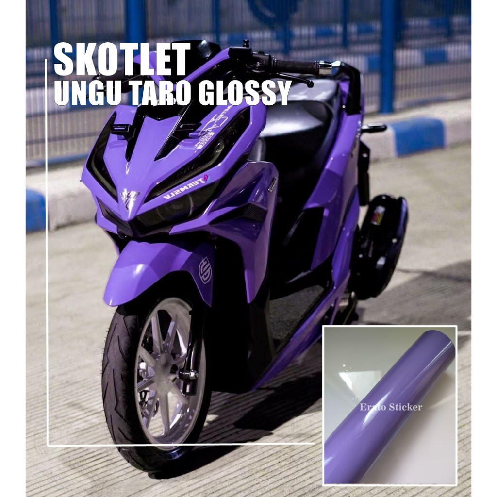 Scotlite stiker motor ungu taro glosy skotlet violet glosy skotlet motor warna taro glosy mengkilap