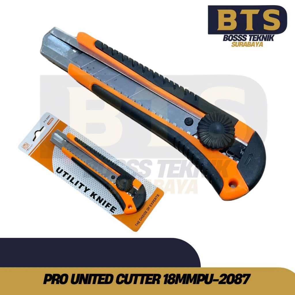

Pro United Pisau Cutter Pres Besar Murah / Pisau Cutter Dorong Bagus Murah Pisau Cutter Stainless Tebal - Kater 18 mm Model Grip Geser dan Putar