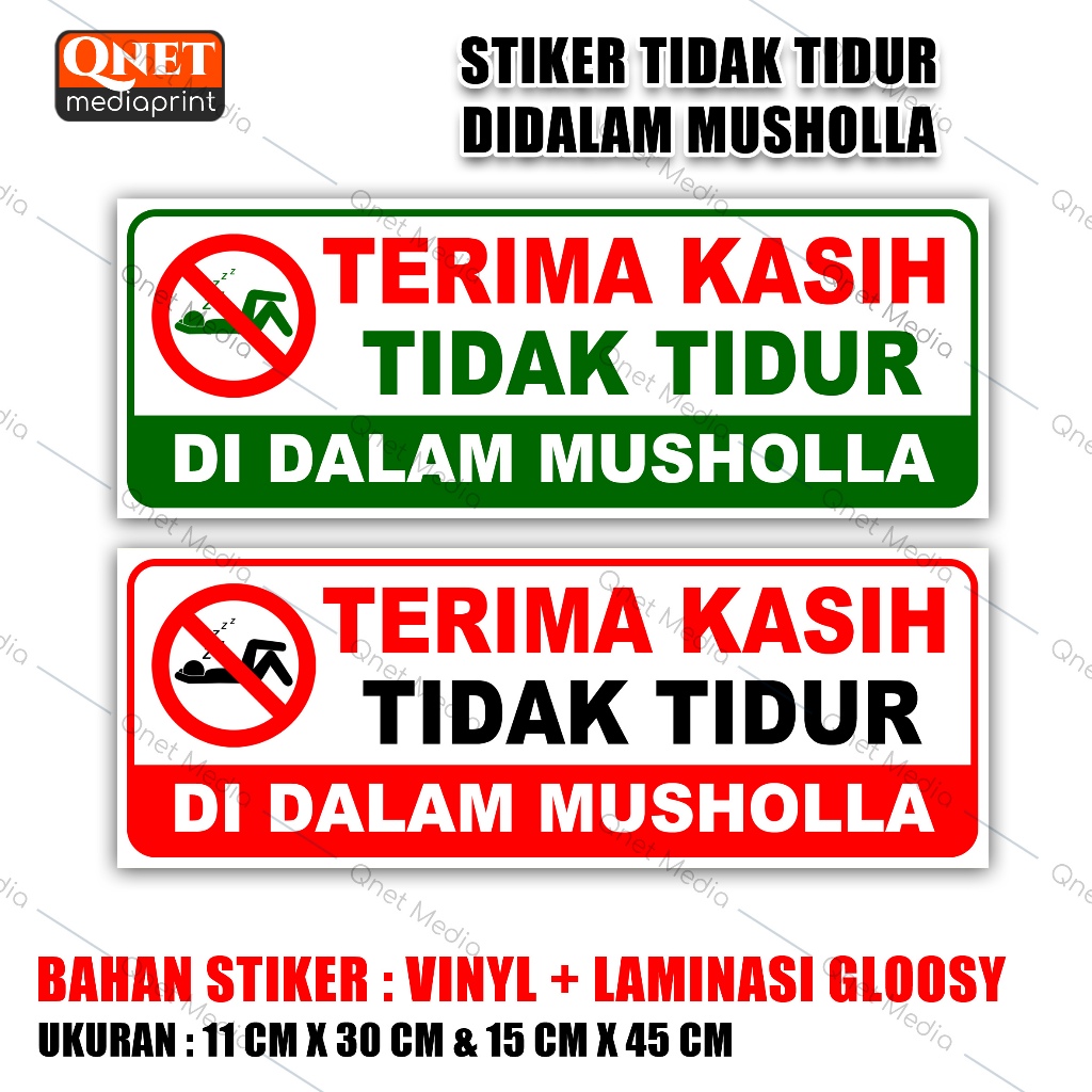 

STIKER TERIMA KASIH TIDAK TIDUR DIDALAM MUSHOLLA | BAHAN VINYL + LAMINASI GLOSSY