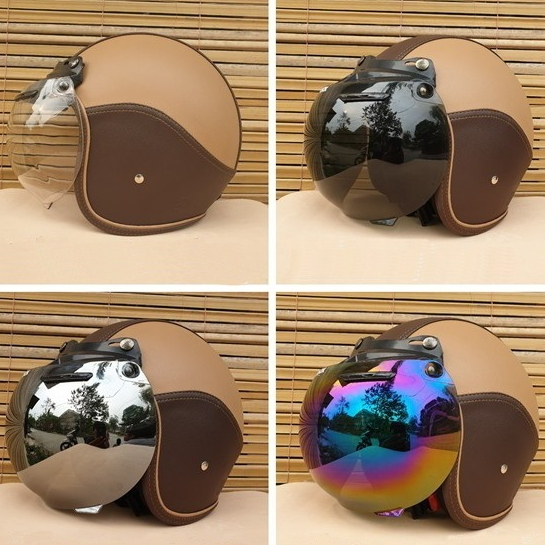 HELM BOGO KULIT CLASSIC SNI DEWASA PRIA DAN WANITA HELMET BOGGO RETRO KLASIK LEATHER SINTETIS KACA